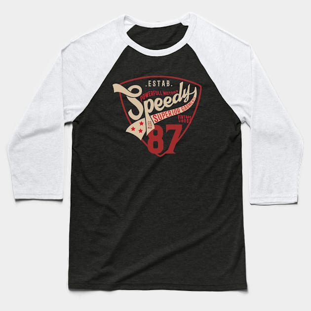 Speedy powerful motors badge 87 vintage Baseball T-Shirt by SpaceWiz95